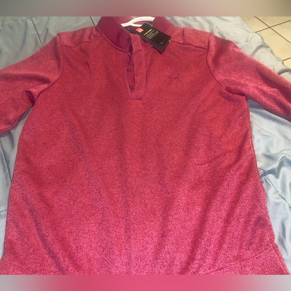 Large Red Under Armour Golf Coldgear Loose Fit Sweater
